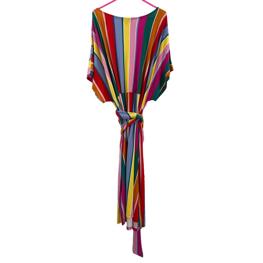 ELOQUII Dress Size 26 Stripe Curvy Plus Wrap Super Stretchy Candy Rainbow NWT - Picture 3 of 14